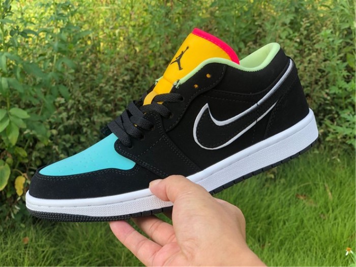 Air Jordan 1 Low Black Aurora Green Laser Orange