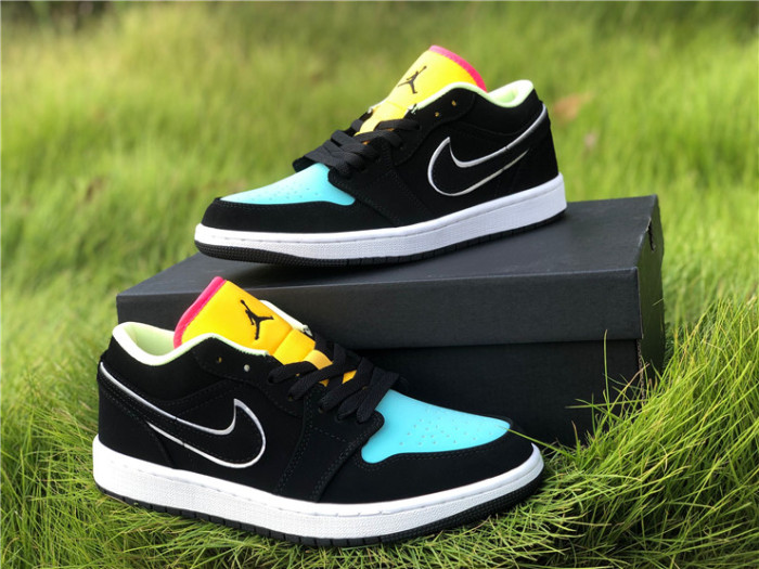 Air Jordan 1 Low Black Aurora Green Laser Orange