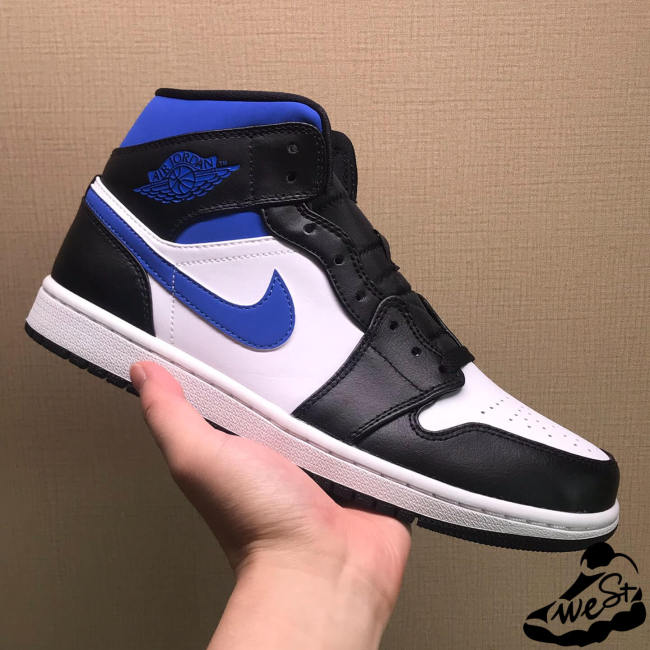 Jordan 1 Mid White Black Racer Blue