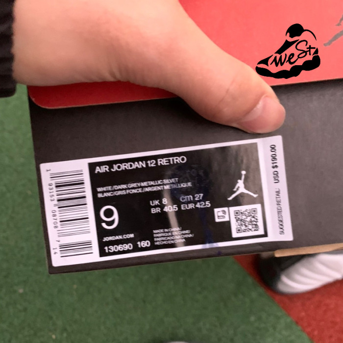 Jordan 12 Retro White Dark Grey (GS)