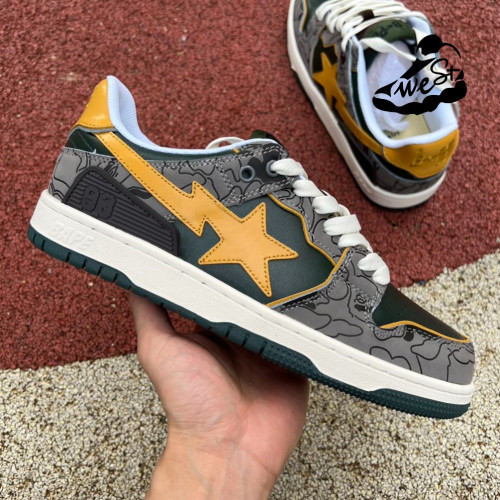 A Bathing Ape Bape SK8 Sta Grey Mustard Yellow