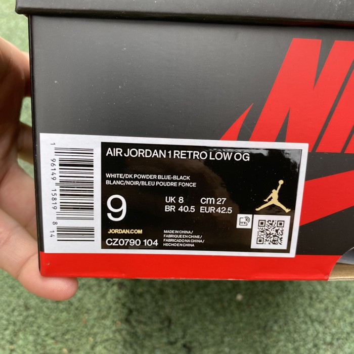 Jordan 1 Retro Low OG Black Dark Powder Blue