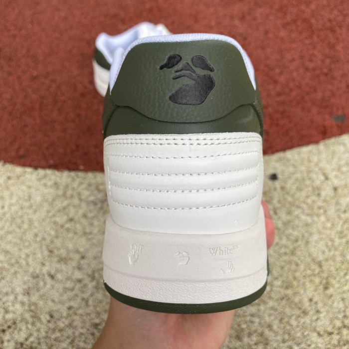 OFF-WHITE Out Of Office OOO Low Tops White Army Green