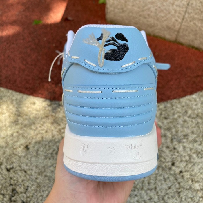 OFF-WHITE Out Of Office OOO Low Tops Light Blue && White