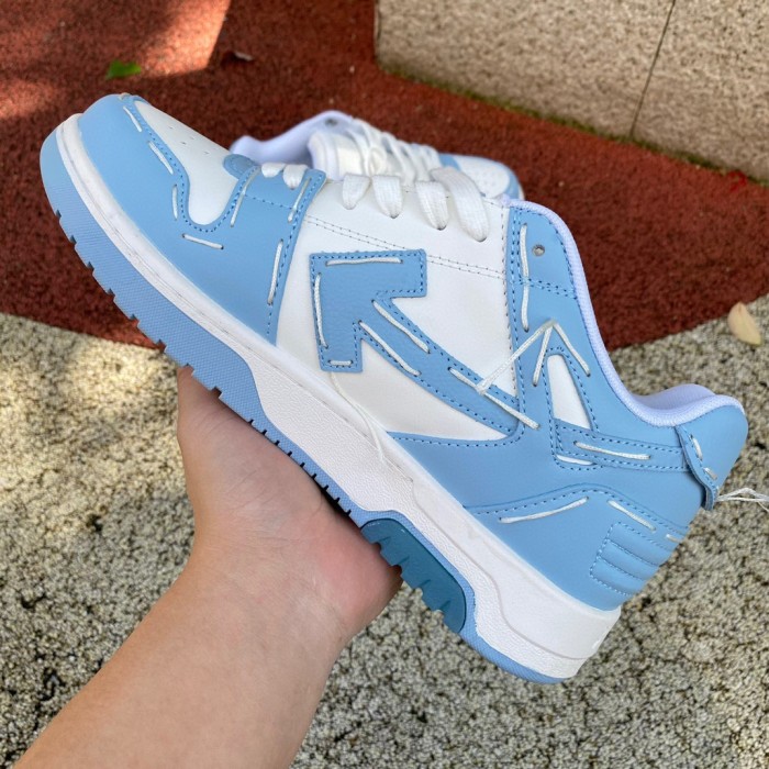 OFF-WHITE Out Of Office OOO Low Tops Light Blue && White
