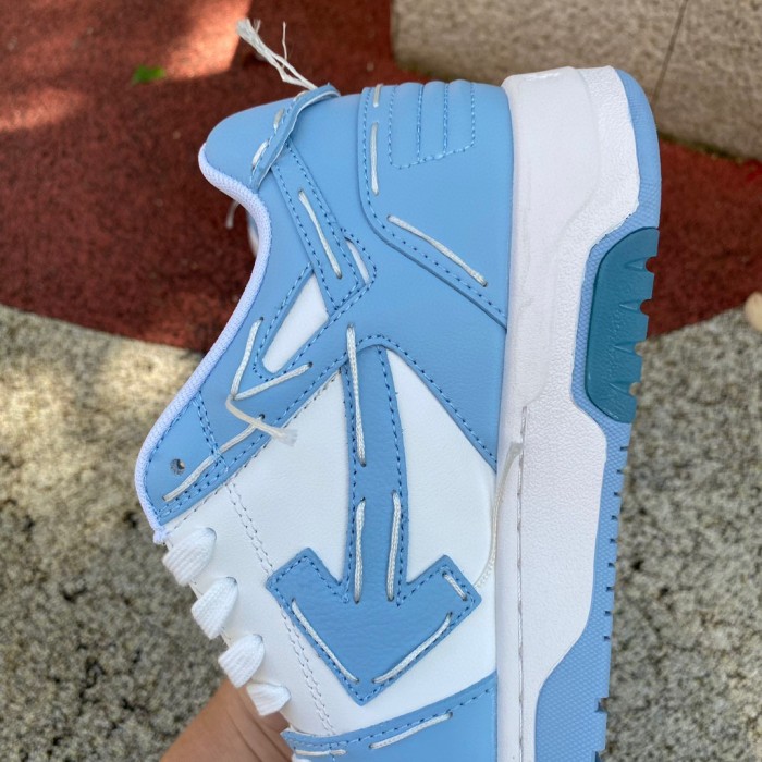 OFF-WHITE Out Of Office OOO Low Tops Light Blue && White