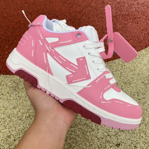 OFF-WHITE Out Of Office OOO Low Tops Pink && White