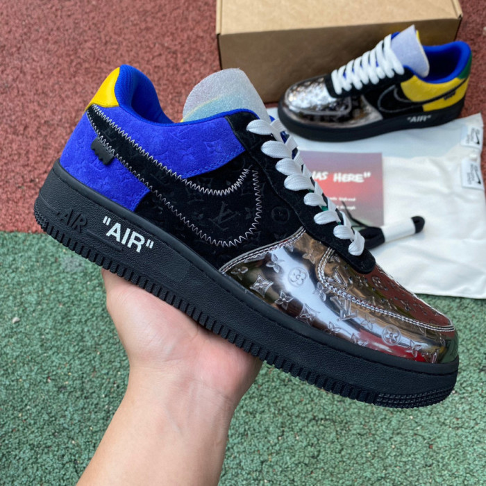 Louis Vuitton Nike Air Force 1 Low By Virgil Abloh Black Metallic Silver