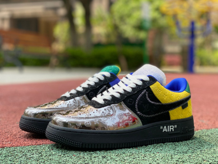 Louis Vuitton Nike Air Force 1 Low By Virgil Abloh Black Metallic Silver