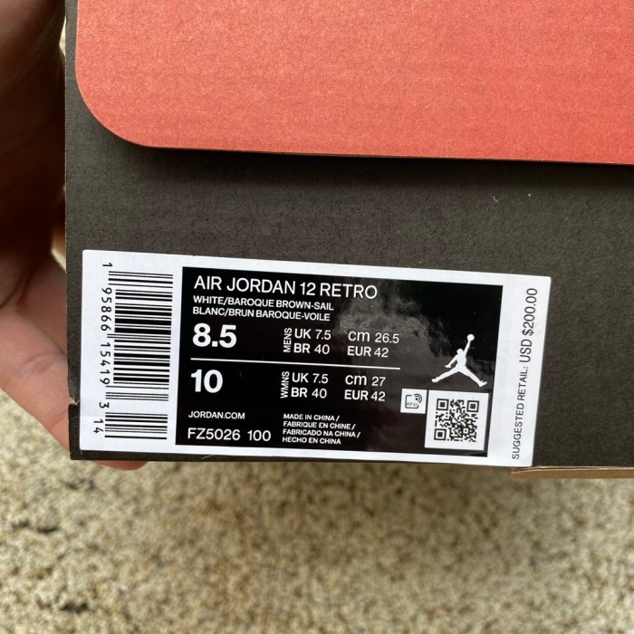 SoleFly x Air Jordan 12  White/Baroque Brown