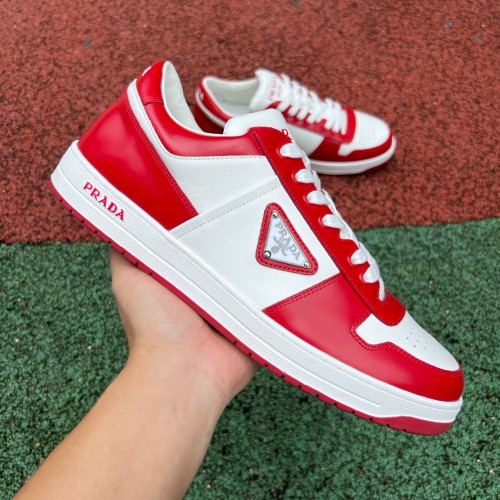 Prada Downtown Low Top Sneakers Leather Red