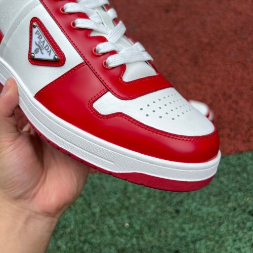Prada Downtown Low Top Sneakers Leather Red