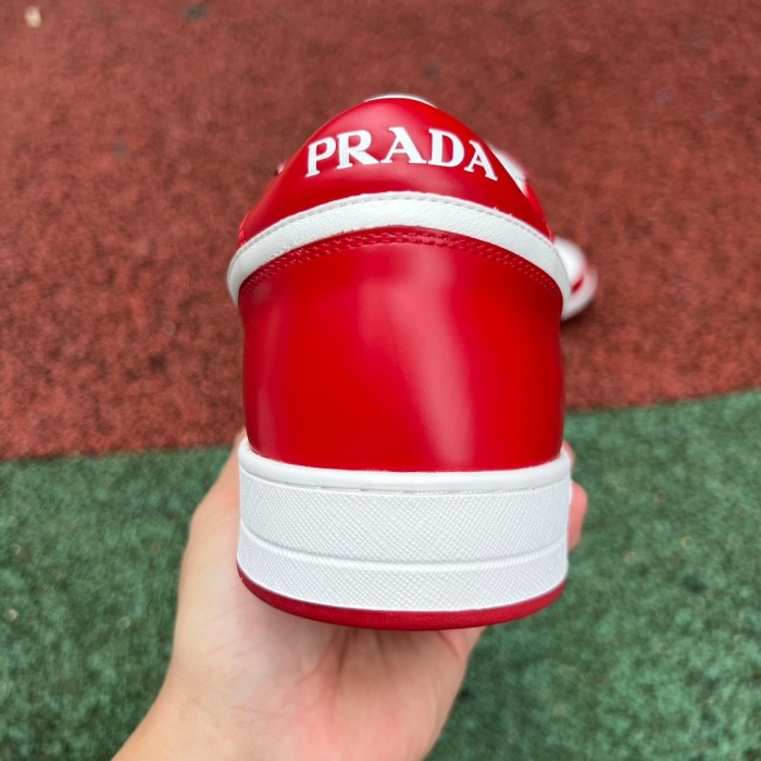 Prada Downtown Low Top Sneakers Leather Red