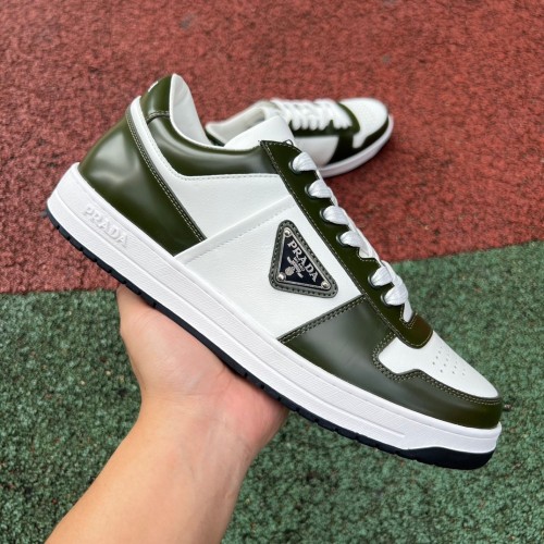 Prada Downtown Low Top Sneakers Leather White Green