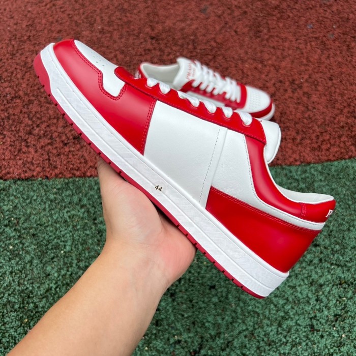 Prada Downtown Low Top Sneakers Leather Red
