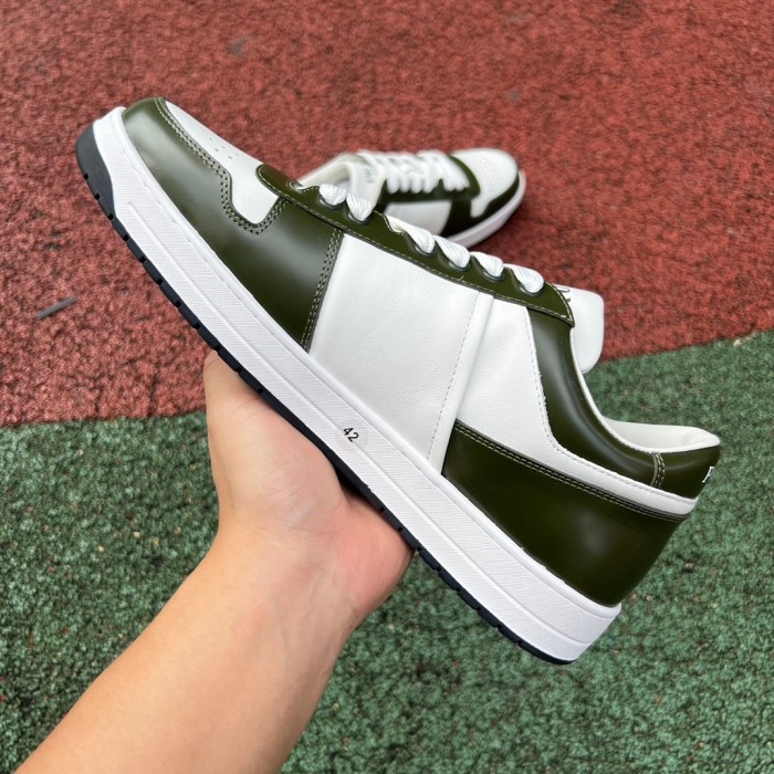 Prada Downtown Low Top Sneakers Leather White Green