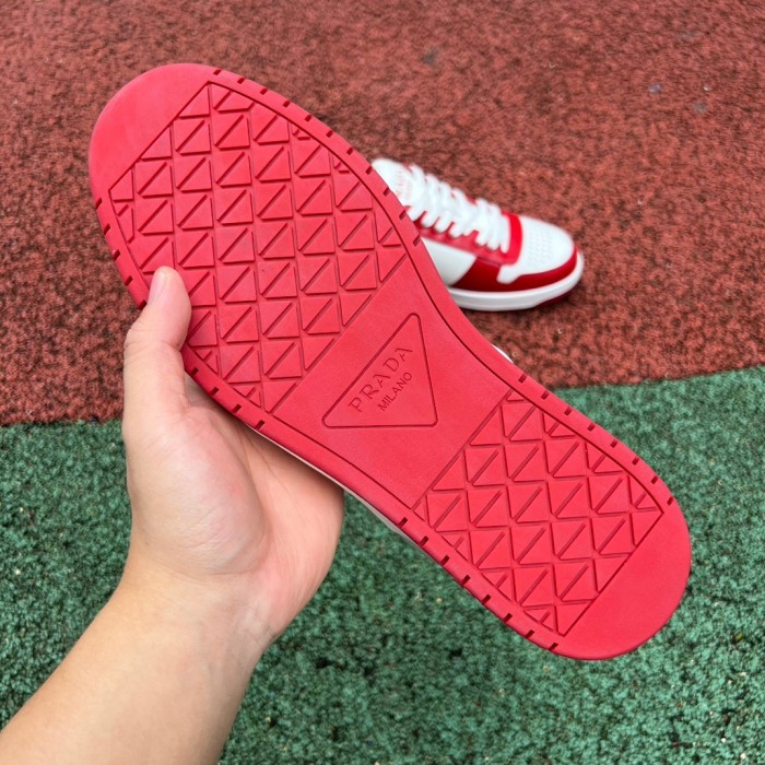 Prada Downtown Low Top Sneakers Leather Red