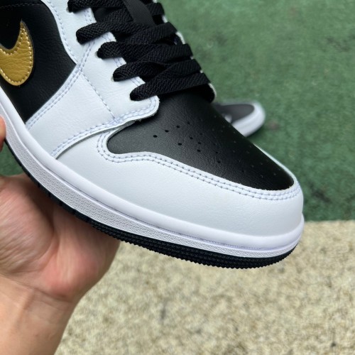 Air Jordan 1 Low White Black Metallic Gold Swoosh