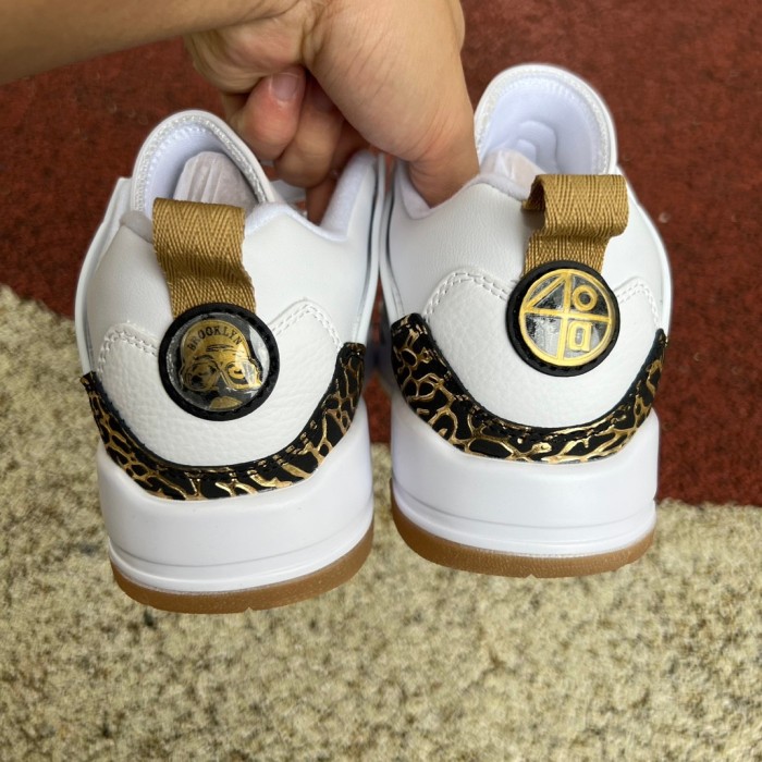 Jordan Spizike Low White Metallic Gold