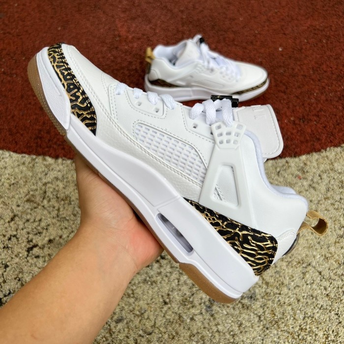 Jordan Spizike Low White Metallic Gold