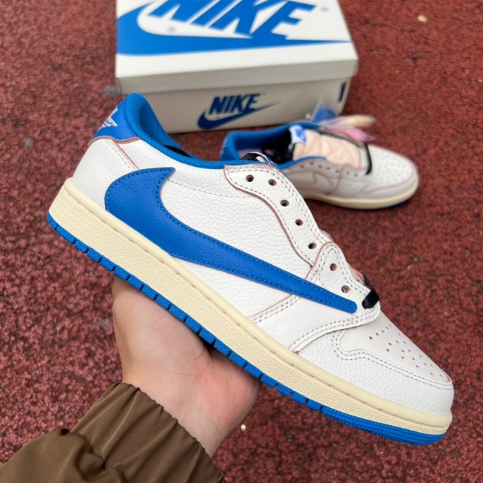 Air Jordan 1 Retro Low OG SP Fragment x Travis Scott Sail Military Blue