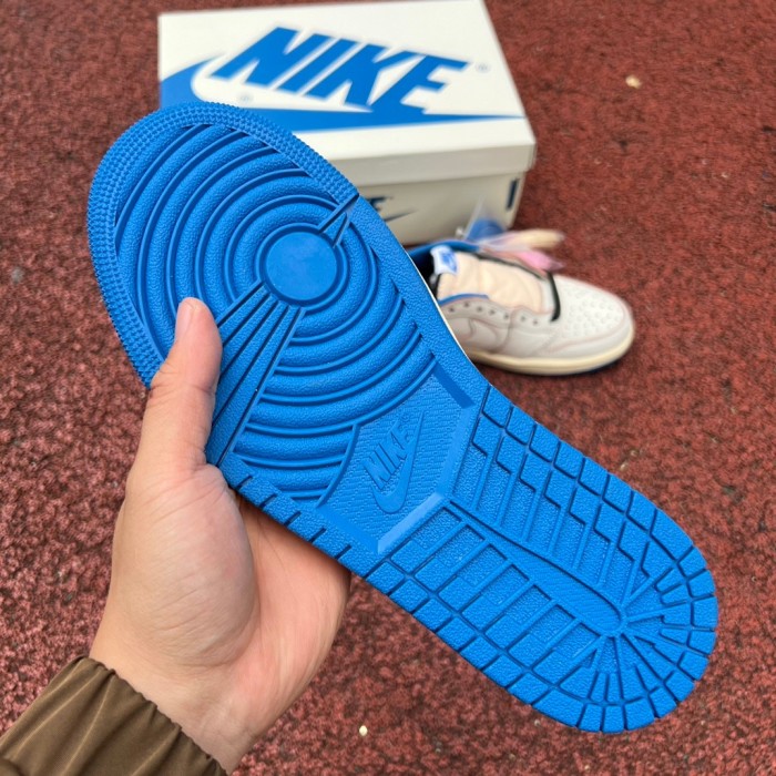 Air Jordan 1 Retro Low OG SP Fragment x Travis Scott Sail Military Blue