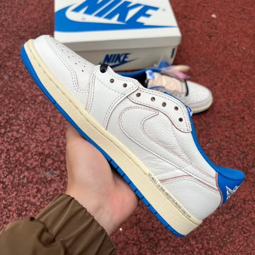 Air Jordan 1 Retro Low OG SP Fragment x Travis Scott Sail Military Blue