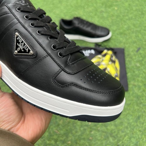 Prada Downtown Low Top Sneakers Leather Black Black White