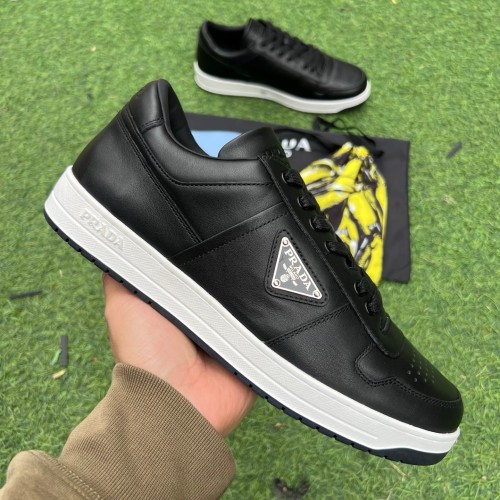 Prada Downtown Low Top Sneakers Leather Black Black White