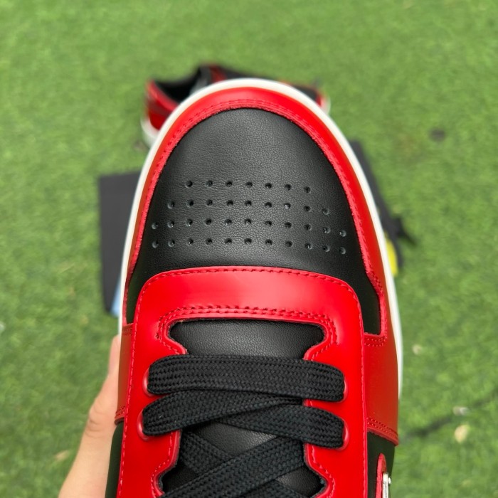 Prada Downtown Low Top Sneakers Leather Red and Black