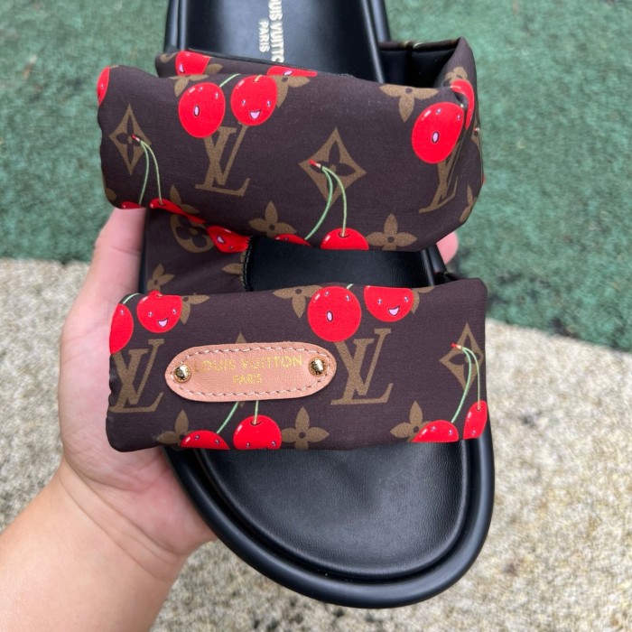 Louis Vuitton Cherry Pool Pillow Flat Comfort Mule x Takashi Murakami Brown Monogram Cherry
