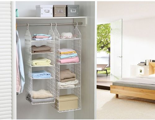 Foldable hanging storage rack, multi-layer wardrobe, organizes and organizes storage