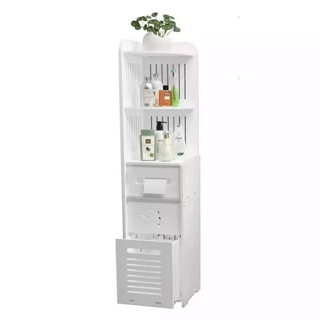 Floor-standing sanitary storage cabinet