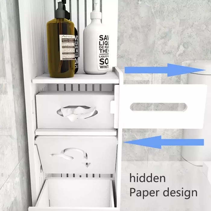 Floor-standing sanitary storage cabinet