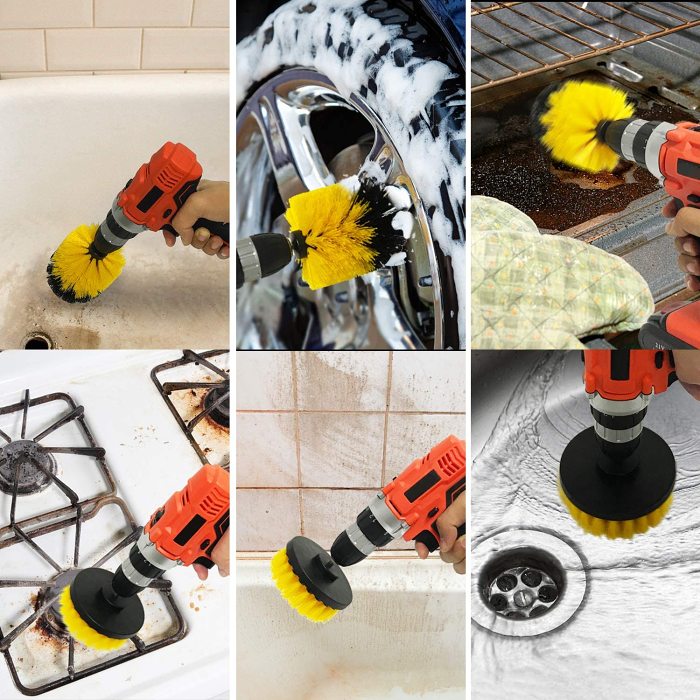 Multifunctional cleaning drill brush