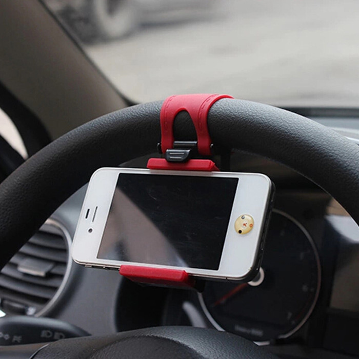 Car steering wheel phone holder