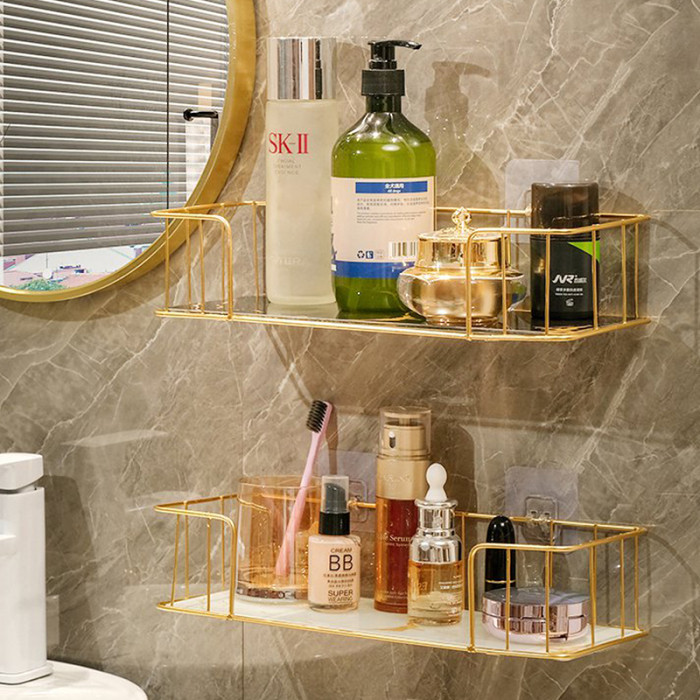 Bathroom perforated free shelf