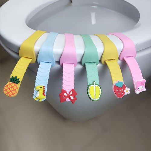 Adjustable rubber toilet seat flap handle