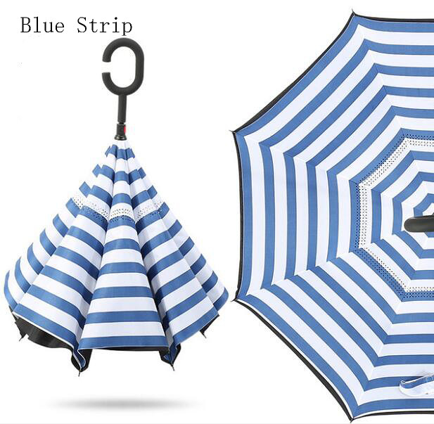 Reverse folding umbrella