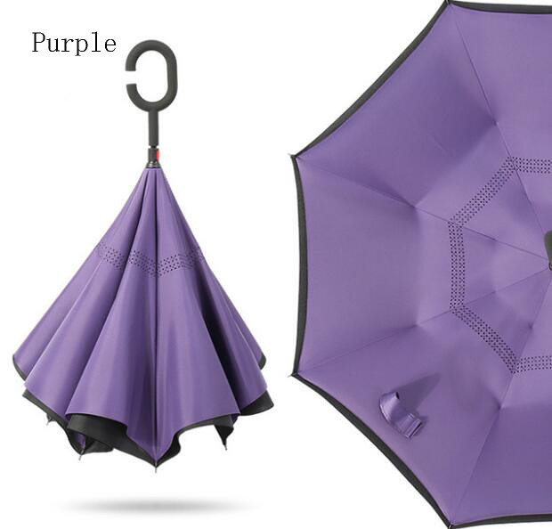 Reverse folding umbrella