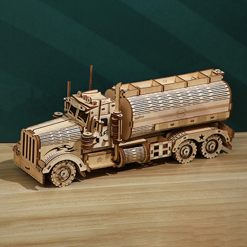 Wooden 3D Assemble Building Blocks Toys for Adults DIY Difficult Oil Tank Truck Saving Pot Puzzle Toy Mechanical Gears Car Gifts