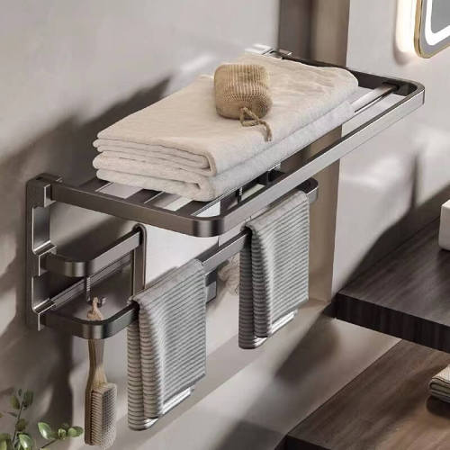 Non-perforated bath towel shelf