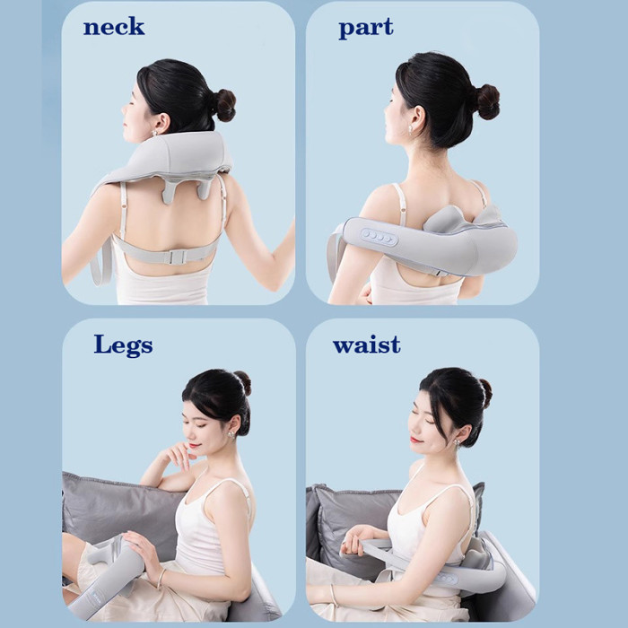  FUSSWIND Electric Shawl U-Shaped Pillow Massager - Massagers  for Neck and Shoulder with Heat, Shiatsu Back Shoulder and Neck Massager  with Heat, Deep 5D Kneading Shiatsu Neck and Back Massager(Grey) 