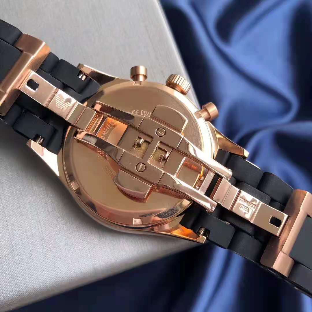 emporio armani ar5905 mens chronograph black & gold watch