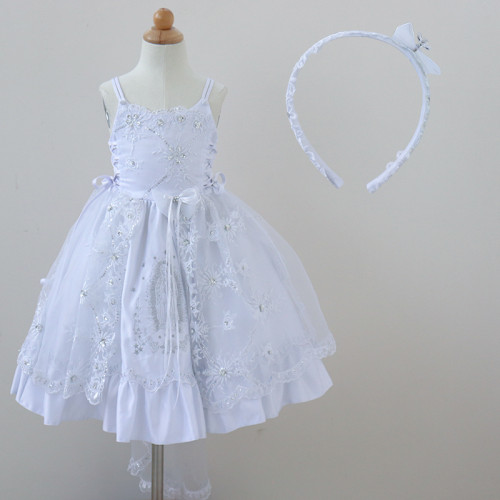 High Quality White Ball Gown Hard Net Communion Dresses for Baby