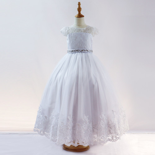 Top Quality White Ball Gown Hard Net Communion Dresses for Baby Girl