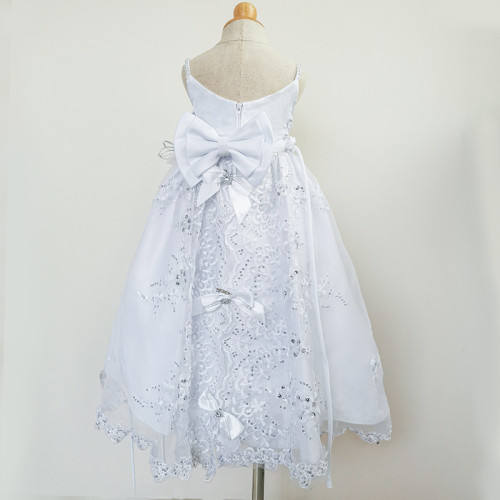 White Beading Hard Net Communion Dresses