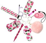Tanngronie Safety Keychain Set for Women Personal Alarm Wristlet Window Breaker Lip Balm Holder Keychain