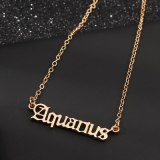 Drivworld Fashion Creative Twelve Constellation Zodiac  Necklace Retro English Letter Necklace