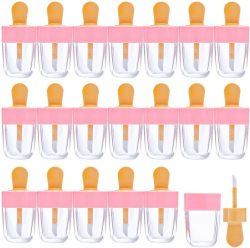 20 Pcs Empty Lip Gloss Tubes Pink Ice Cream Shaped Lip Gloss Containers Refillable Lip Balm Tube Bottles for DIY Cosmetics